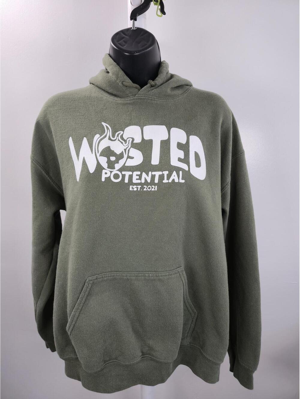 Wasted Potential Olive Green Hoodie, Medium